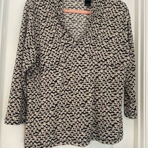 Stylish Black and Cream Patterned Women's Top